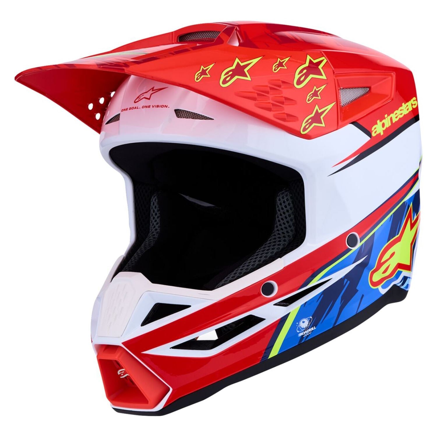 Alpinestars 2027 S-M3 Falcon MX Helmet Red White Blue Yellow Flou